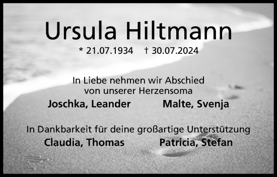 Anzeige von Ursula Hiltmann von 4401