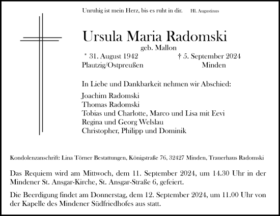 Anzeige von Ursula Maria Radomski von 4401