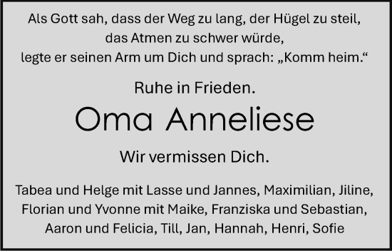 Anzeige von Anneliese  von 4401