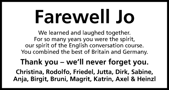 Anzeige von Farewell Jo von 4401