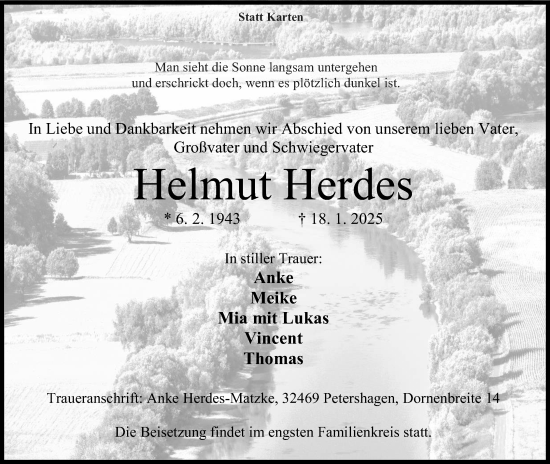 Anzeige von Helmut Herdes von 4401