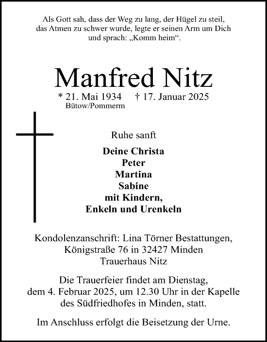 Anzeige von Manfred Nitz von 4401