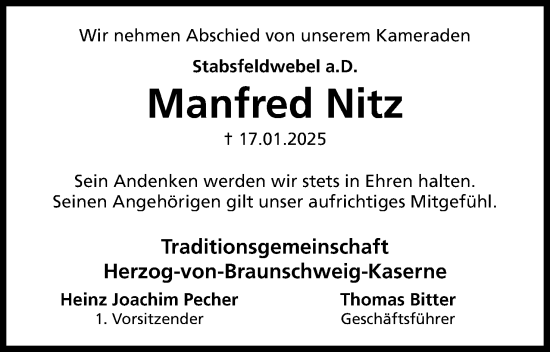 Anzeige von Manfred Nitz von 4401