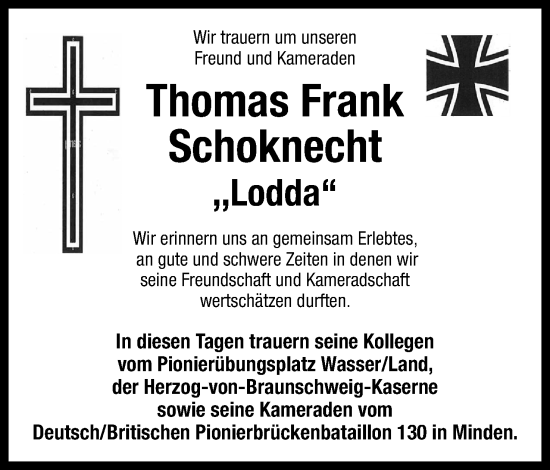 Anzeige von Thomas Frank Schoknecht von 4401