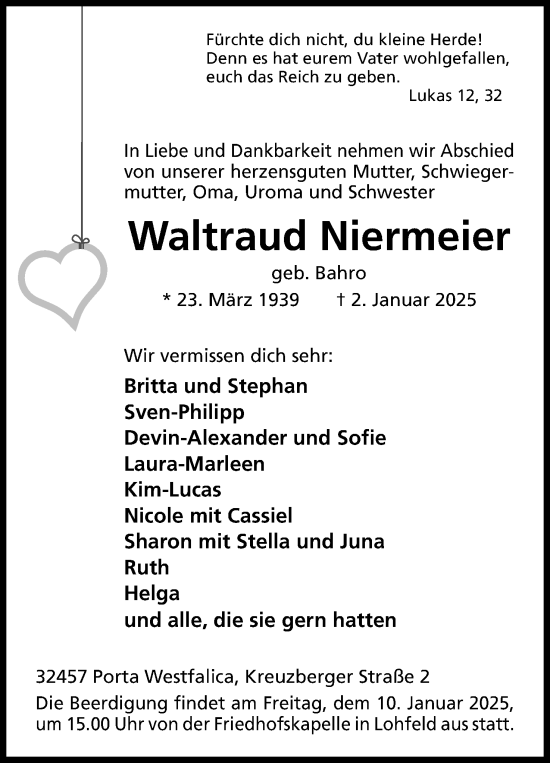 Anzeige von Waltraud Niermeier von 4401