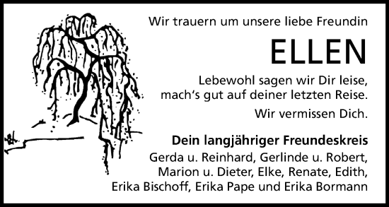 Anzeige von Ellen Meckes-Neermann von Mindener Tageblatt