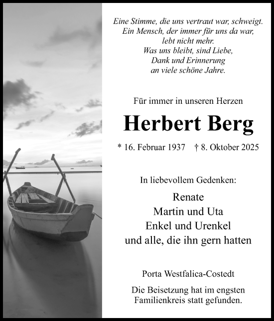 Anzeige von Herbert Berg von Mindener Tageblatt