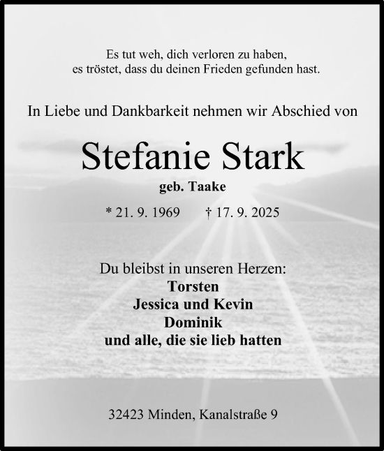 Anzeige von Stefanie Stark von Mindener Tageblatt