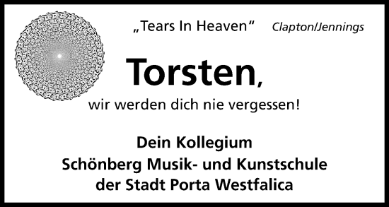 Anzeige von Torsten Stuckenholz von Mindener Tageblatt