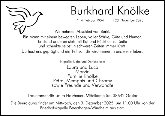 Anzeige von Burkhard Knölke von Mindener Tageblatt