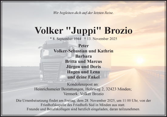 Anzeige von Volker Brozio von Mindener Tageblatt