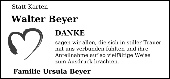 Anzeige von Walter Beyer von Mindener Tageblatt