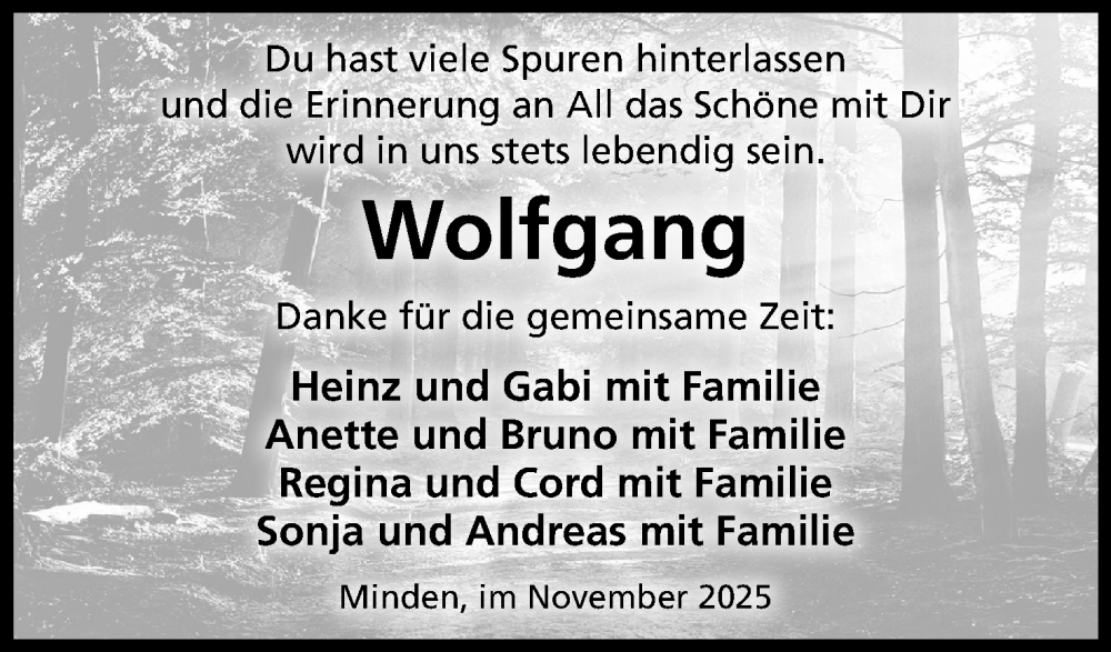  Traueranzeige für Wolfgang Meyer vom 29.11.2025 aus Mindener Tageblatt