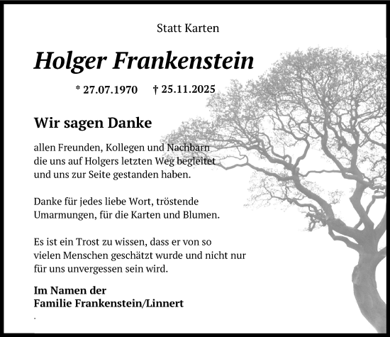 Anzeige von Holger Frankenstein von Mindener Tageblatt