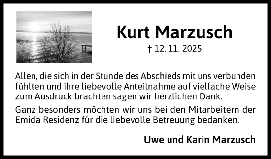 Anzeige von Kurt Marzusch von Mindener Tageblatt