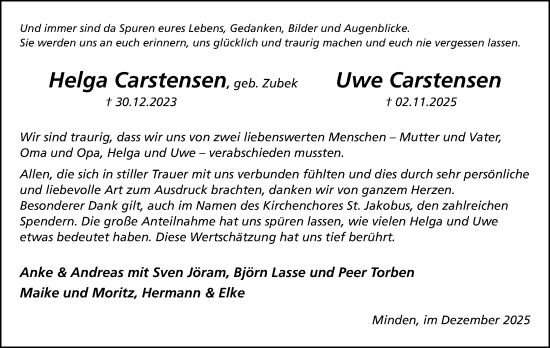 Anzeige von Uwe Carstensen von Mindener Tageblatt