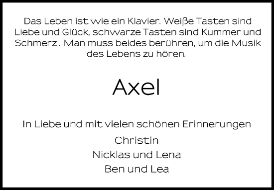 Anzeige von Axel Stückmann von 4401