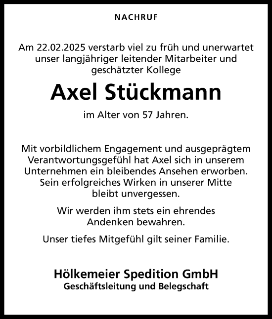 Anzeige von Axel Stückmann von 4401