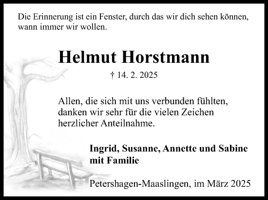 Anzeige von Helmut Horstmann von Mindener Tageblatt