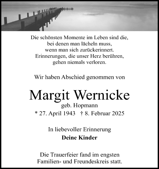 Anzeige von Margit Wernicke von 4401