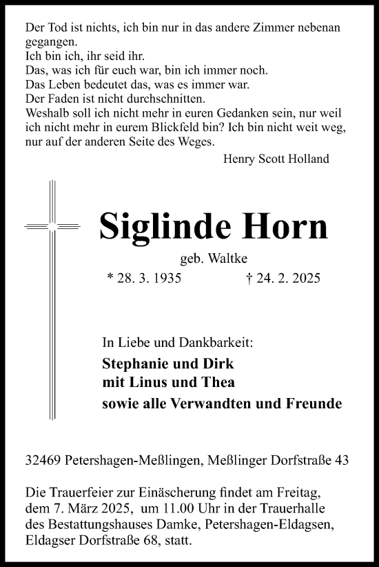 Anzeige von Siglinde Horn von 4401