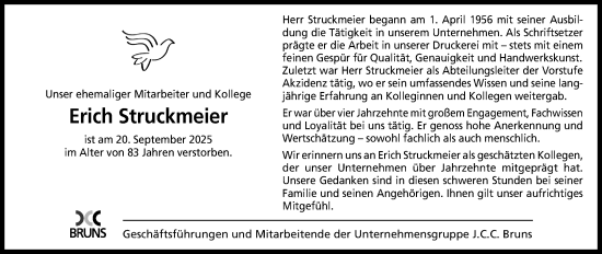 Anzeige von Erich Struckmeier von Mindener Tageblatt
