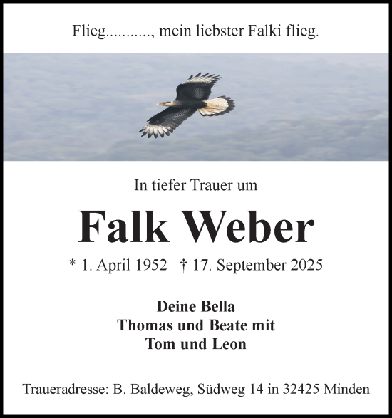 Anzeige von Falk Weber von Mindener Tageblatt