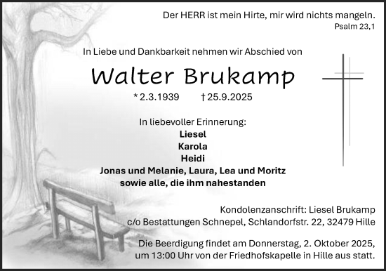 Anzeige von Walter Brukamp von Mindener Tageblatt