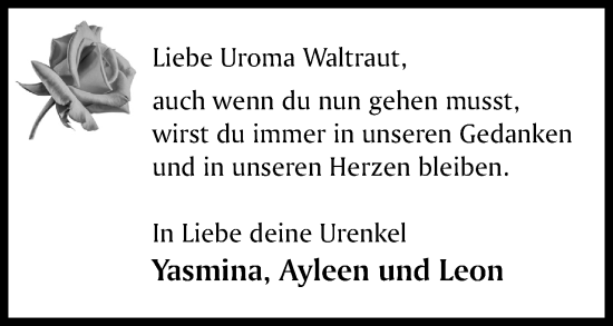 Anzeige von Waltraut Busemann von Mindener Tageblatt