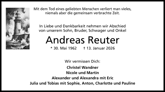 Anzeige von Andreas Reuter von Mindener Tageblatt