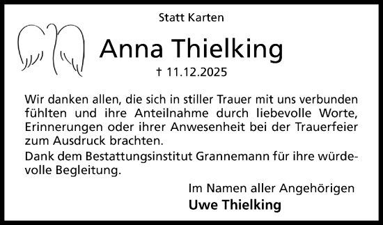 Anzeige von Anna Thielking von Mindener Tageblatt