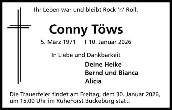 Anzeige von Conny Töws von Mindener Tageblatt