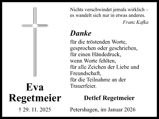 Anzeige von Detlef Regetmeier von Mindener Tageblatt