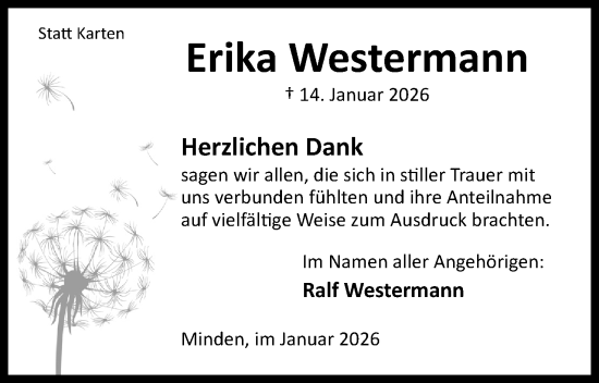 Anzeige von Erika Westermann von Mindener Tageblatt