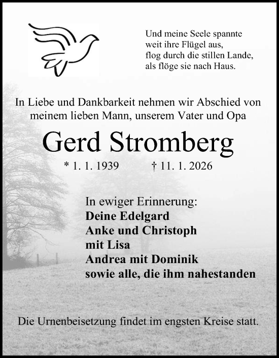 Anzeige von Gerd Stromberg von Mindener Tageblatt