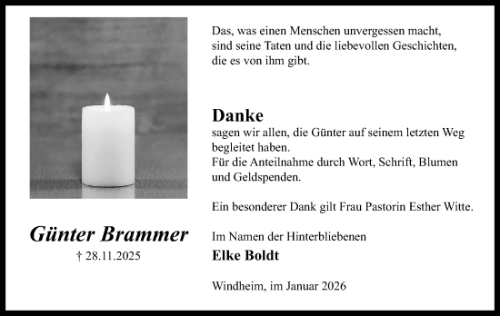 Anzeige von Günter Brammer von Mindener Tageblatt