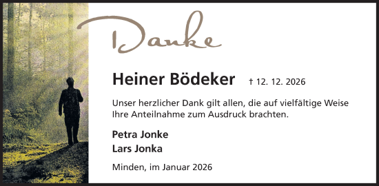 Anzeige von Heiner Bödeker von Mindener Tageblatt