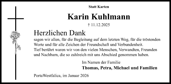 Anzeige von Karin Kuhlmann von Mindener Tageblatt