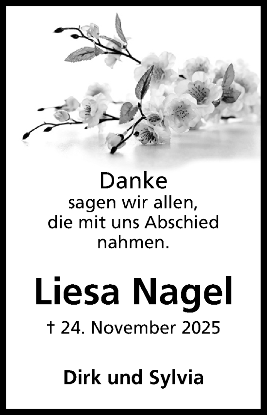 Anzeige von Liesa Nagel von Mindener Tageblatt