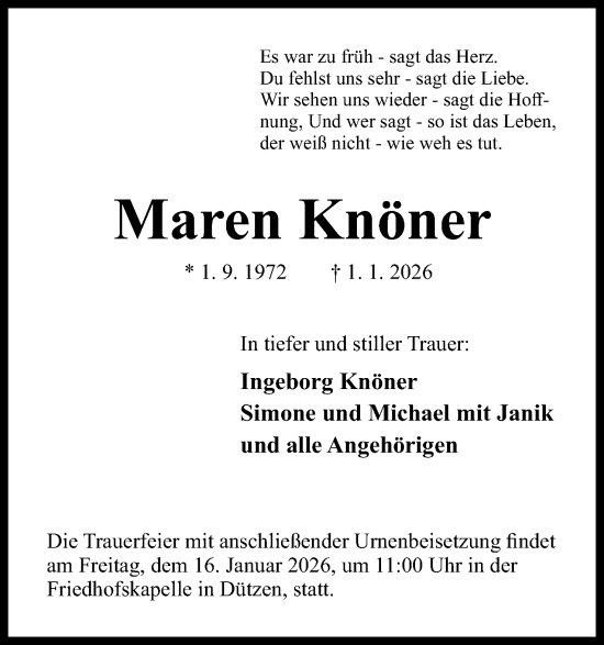 Anzeige von Maren Knöner von Mindener Tageblatt