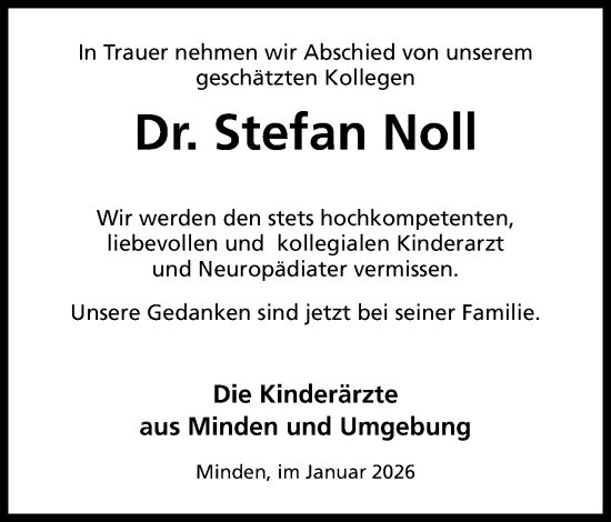 Anzeige von Stefan Noll von Mindener Tageblatt