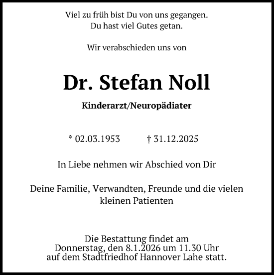 Anzeige von Stefan Noll von Mindener Tageblatt