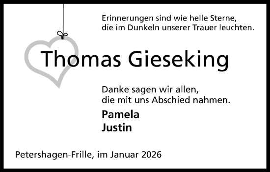 Anzeige von Thomas Gieseking von Mindener Tageblatt