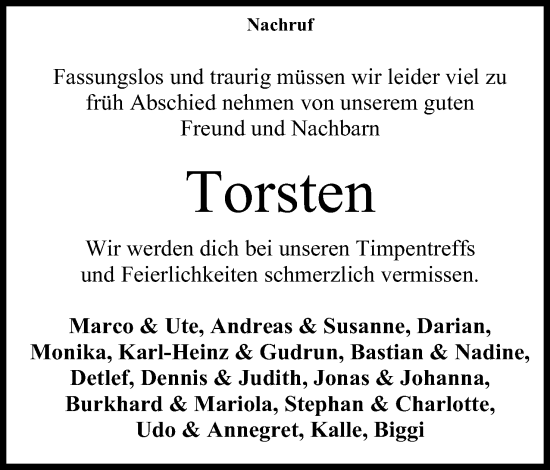 Anzeige von Torsten Steinmann von Mindener Tageblatt