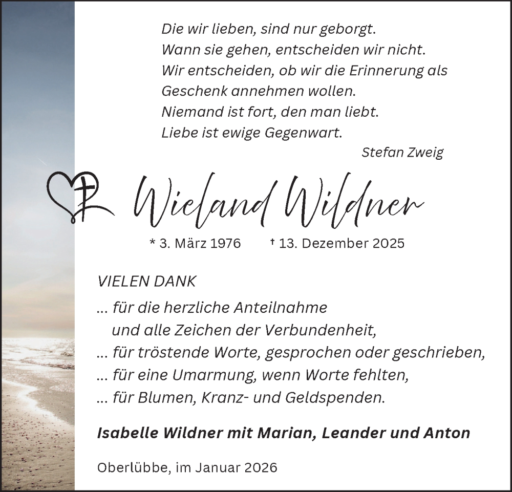  Traueranzeige für Wieland Wildner vom 31.01.2026 aus Mindener Tageblatt
