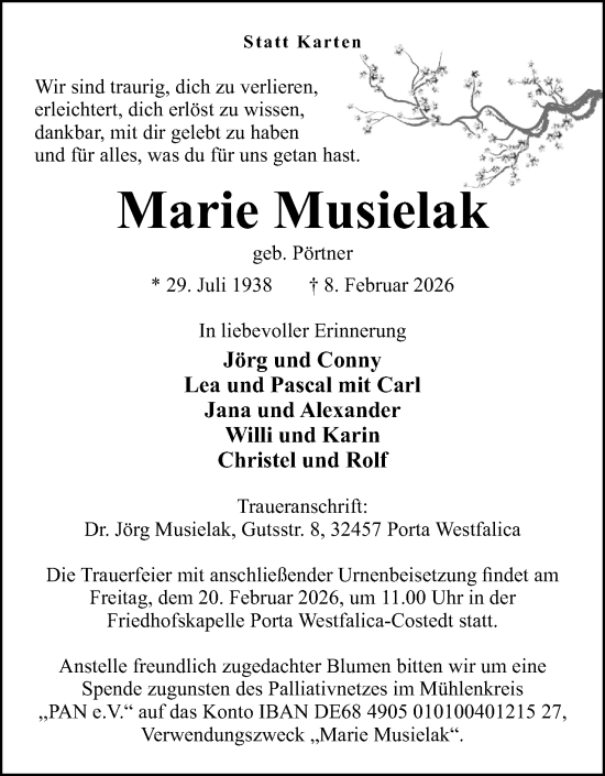 Anzeige von Marie Musielak von Mindener Tageblatt